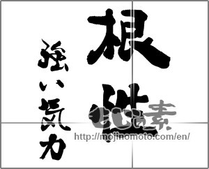 Japanese calligraphy "根性　強い気力" [25205]