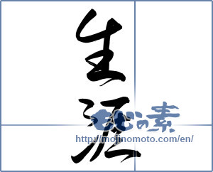 Japanese calligraphy "生涯 (one's lifetime)" [6821]