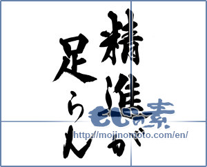 Japanese calligraphy "精進が足らん" [13713]